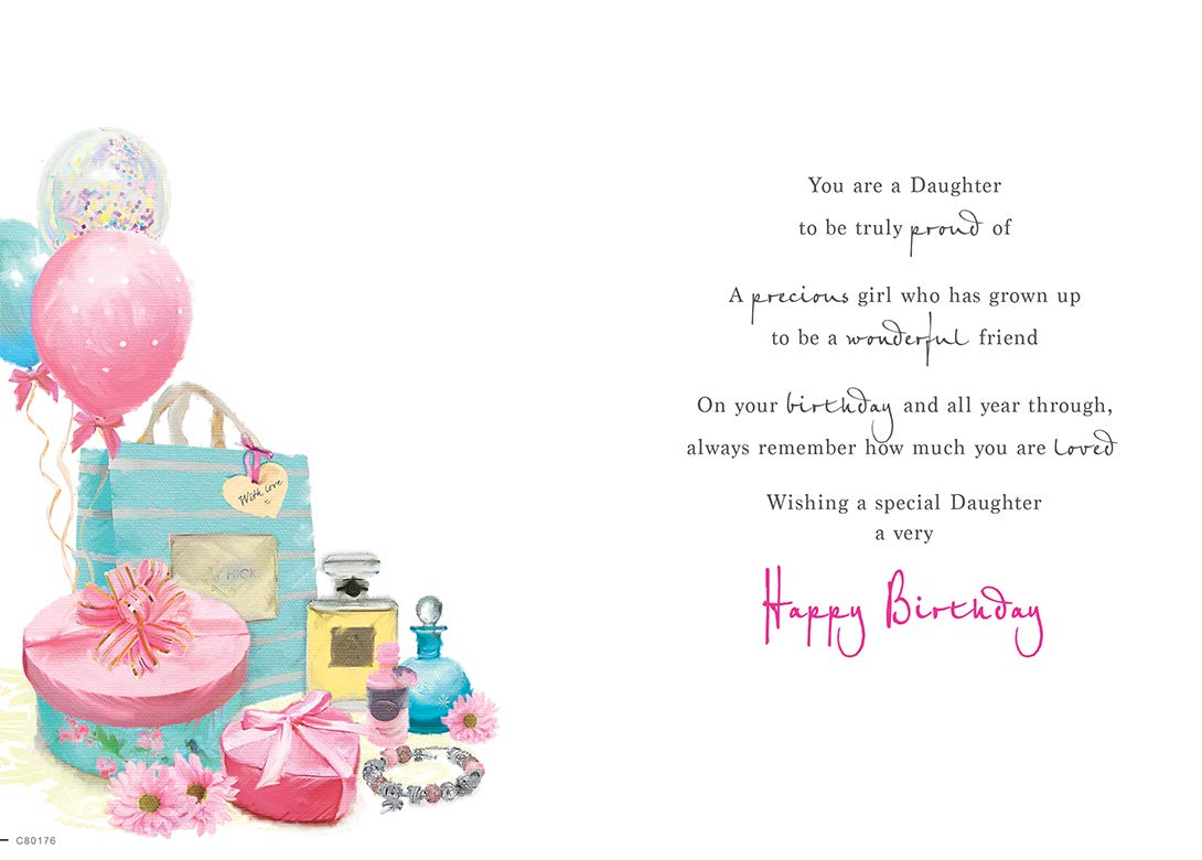 Piccadilly Greetings Daughter Birthday Card | 9 x 6 Inches | Pink | Made in the UK 2