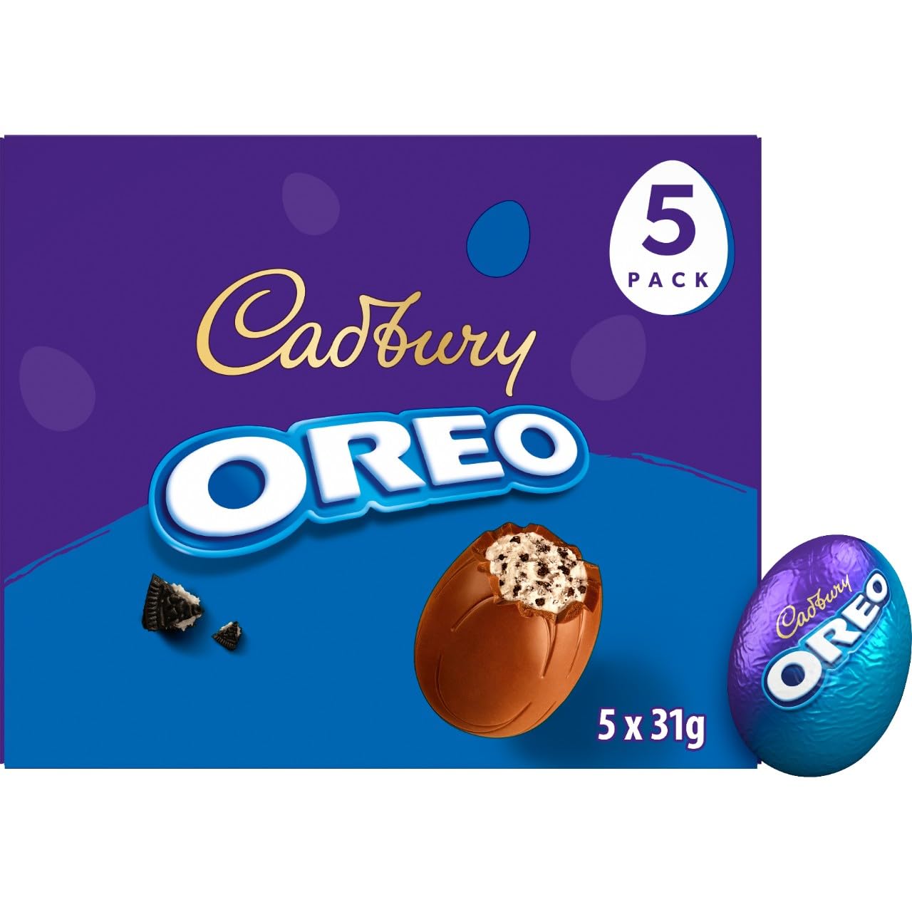Cadbury Dairy Milk Oreo Filled Chocolate Egg - Crunchy Biscuit Pieces | 5 Eggs