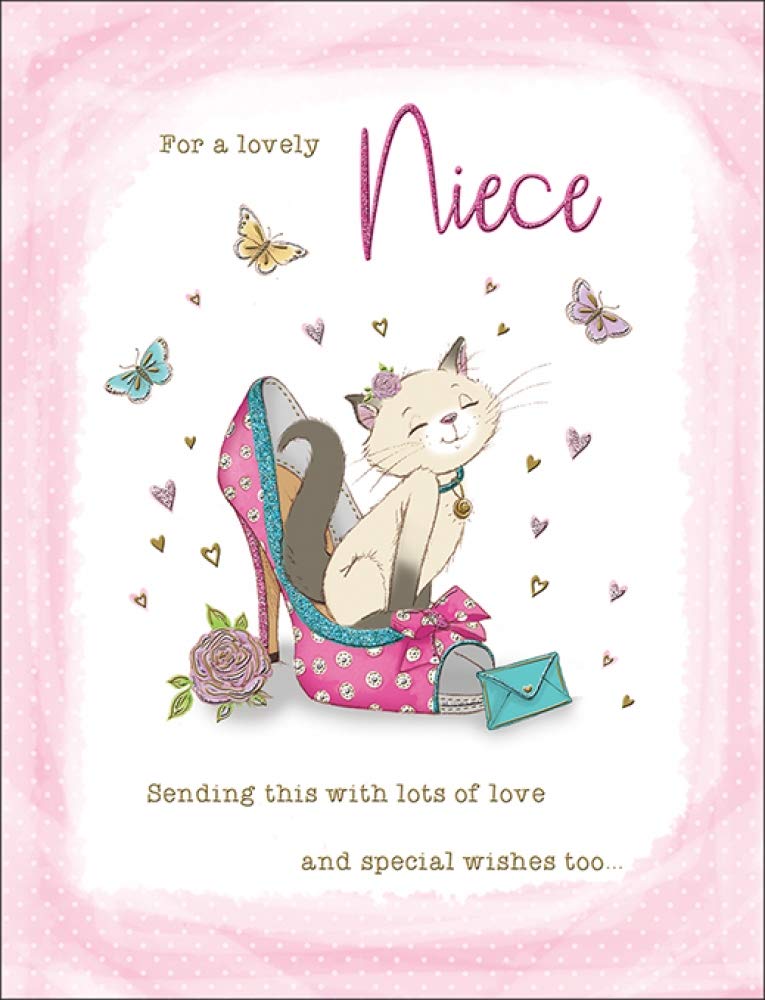 Piccadilly Greetings Niece Birthday Card | Cat In A Shoe Design | 8 x 6 Inches 1