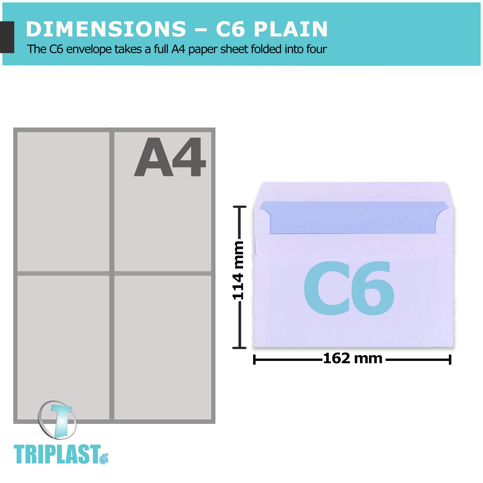 Triplast C6 White Self Seal Security Envelopes - 100 Pack | 114x162mm | 90 gsm 2