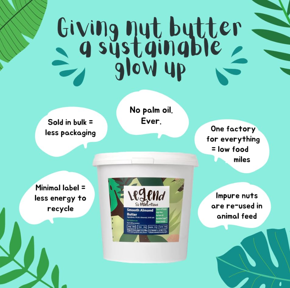 Legend Smooth Almond Butter 1kg - 100% Natural, Vegan, No Added Sugar, High in Protein & Fibre