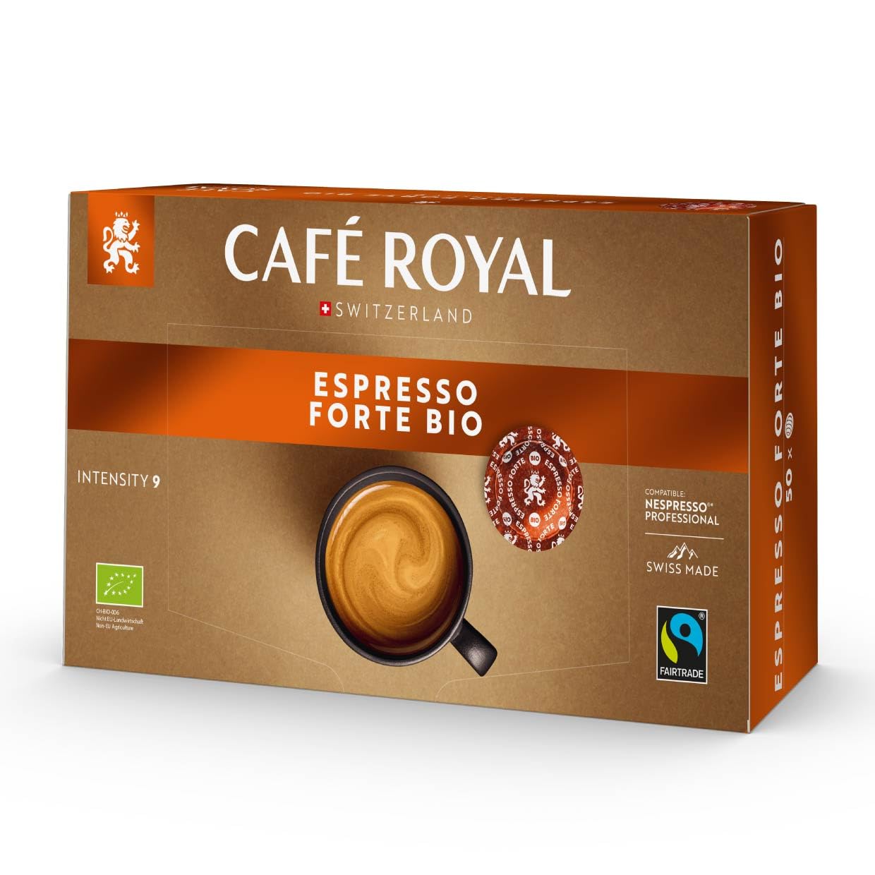 Café Royal Espresso Forte Bio - Organic Espresso with Hazelnut Note | 50 Count Compatible Nespresso Professional Pods 1