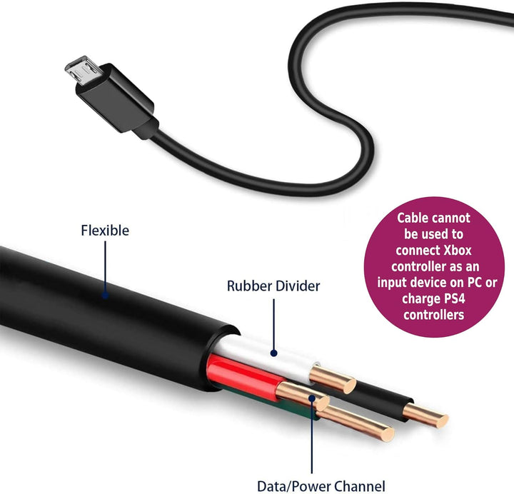 Numskull 4m Extra Long Micro USB Play & Charge Cable for Xbox One, PS4, Smartphones, Tablets