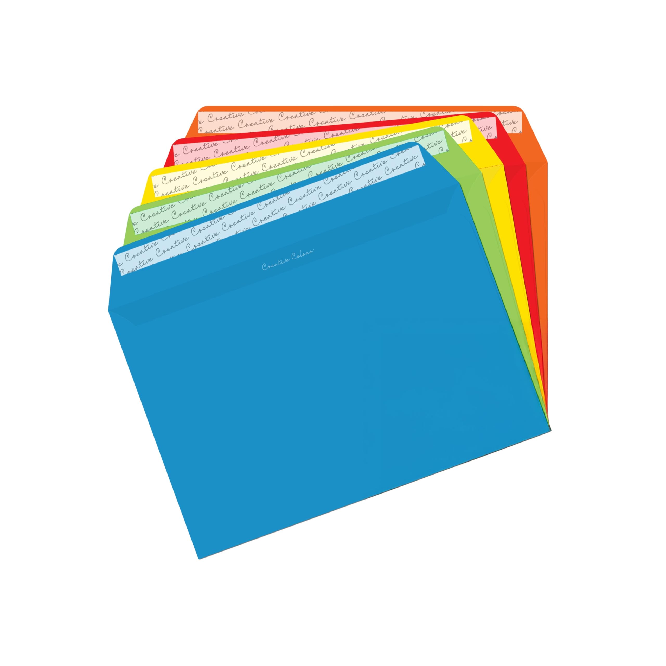 Blake Creative Colour C5 Wallet Envelopes - 120 gsm Peel & Seal | Assorted Bright Colours | Pack of 25 1