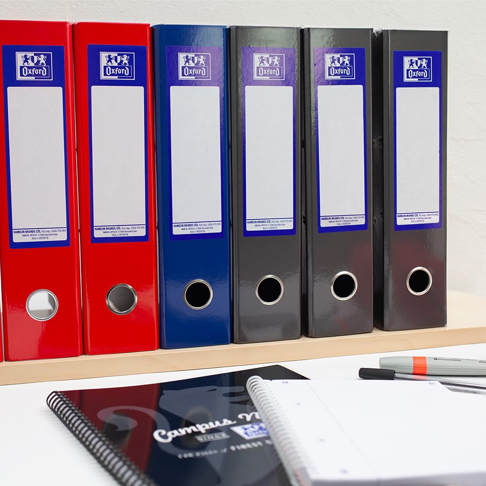 Oxford A4 Lever Arch File - 70mm Spine, 560 Sheet Capacity | Pack of 3 Assorted Colours 5