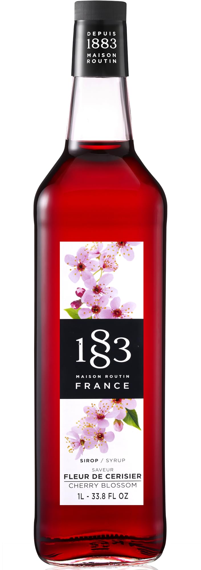 1883 Maison Routin Cherry Blossom Premium Syrup for Cocktails, Tea, Dessert | 1 L 1