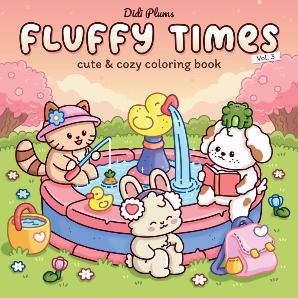 Didi Plums Fluffy Times Vol. 3 Coloring Book - 40 Pages, Adult & Teen Relaxation | Paperback