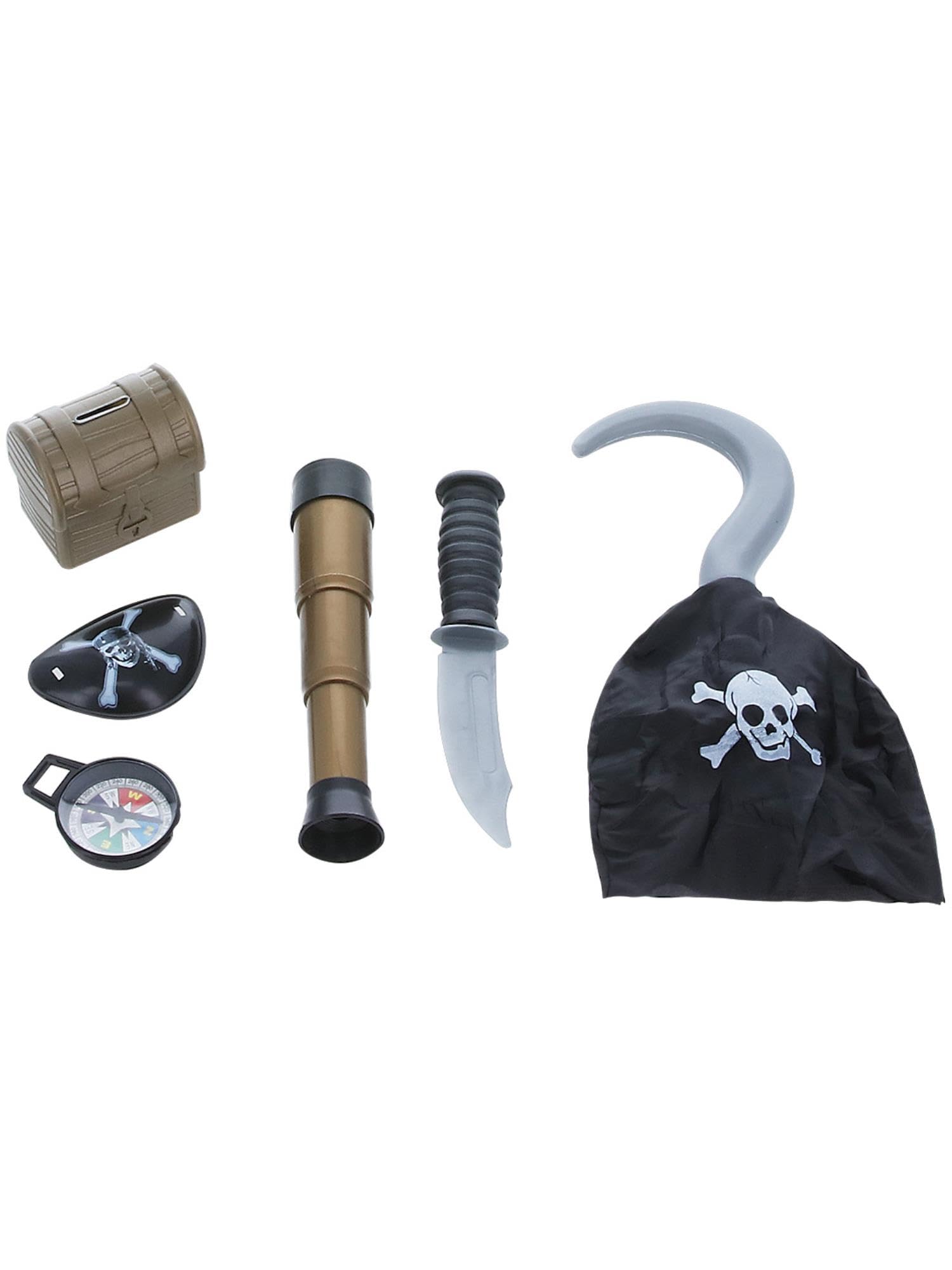 Smiffys Pirate Costume Outfit with Compass Hook Eyepatch Telescope & Chest | One Size 1