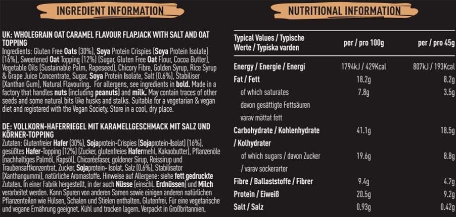 FUEL10K Salted Caramel Oat Bars, High Protein & Fibre, Vegan, 45g (Pack of 16)