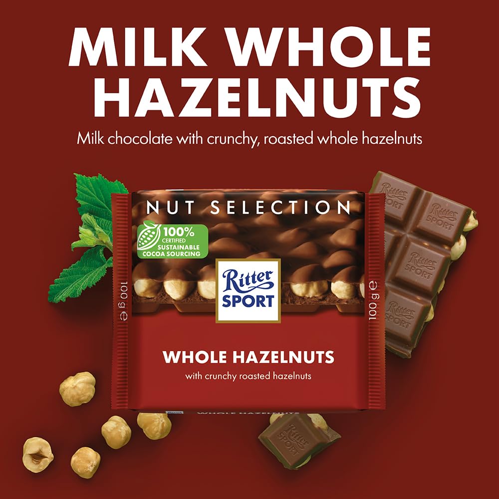 Ritter Sport Whole Hazelnuts Milk Chocolate Bar, 100g 3