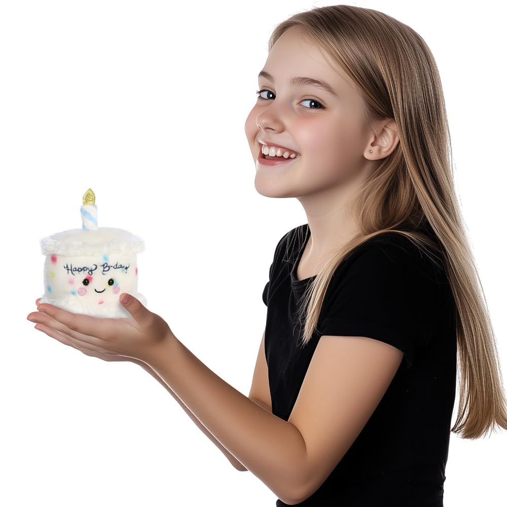 AURORA Palm Pals Happy Birthday Cake Soft Toy | 13cm | White | Suitable from Birth 6