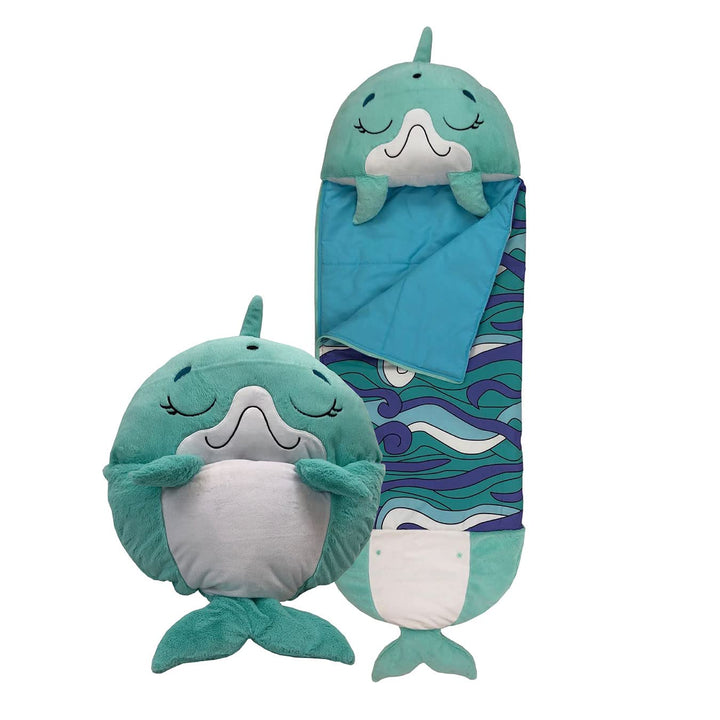 Happy Nappers Kids Sleeping Bag - Disco Dolphin - Plush Toy & Cozy Sleeping Bag for Nap Time