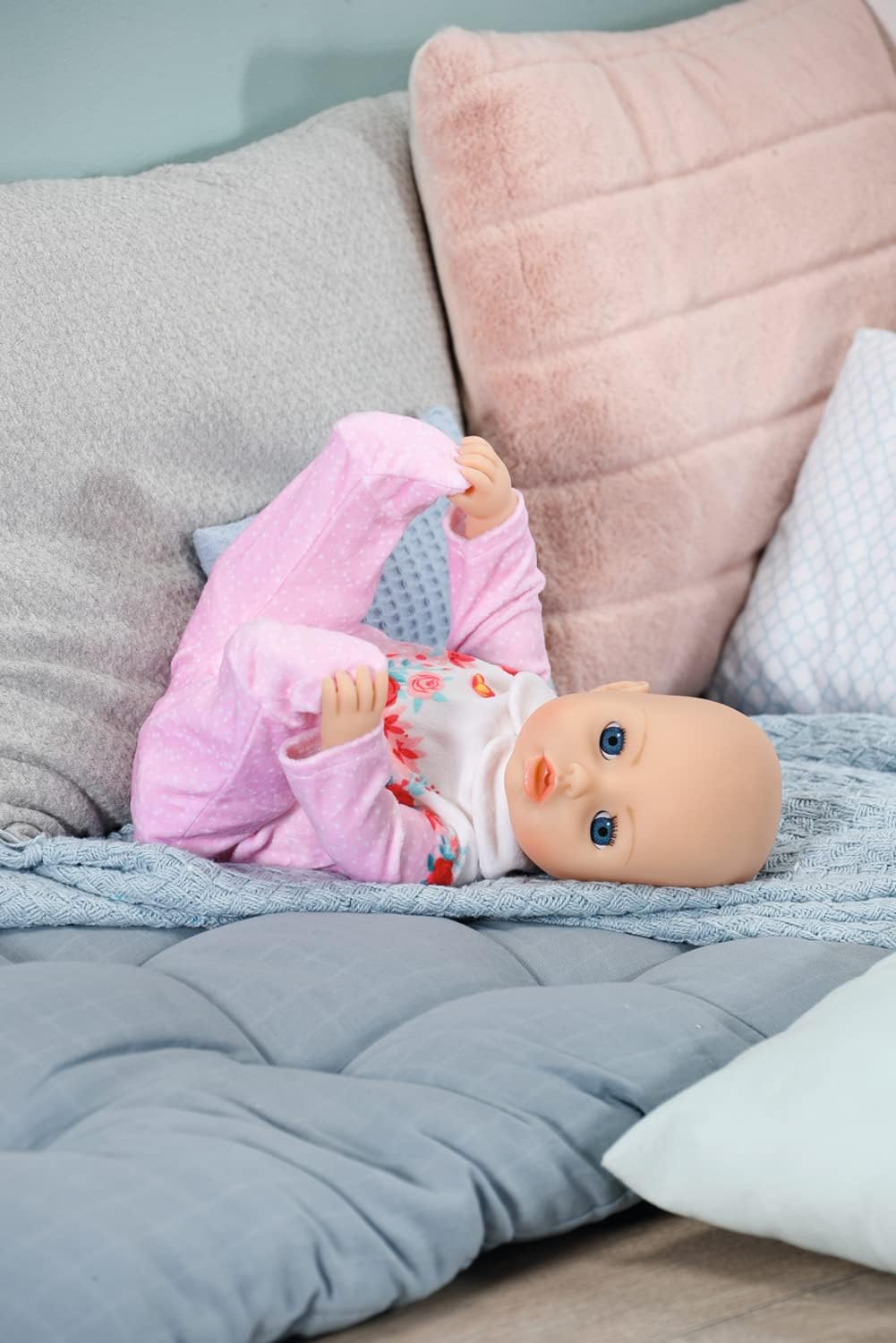 Baby Annabell 706817 Fit 43cm Doll Romper Set - Supersoft Pink with Rose Graphic 3