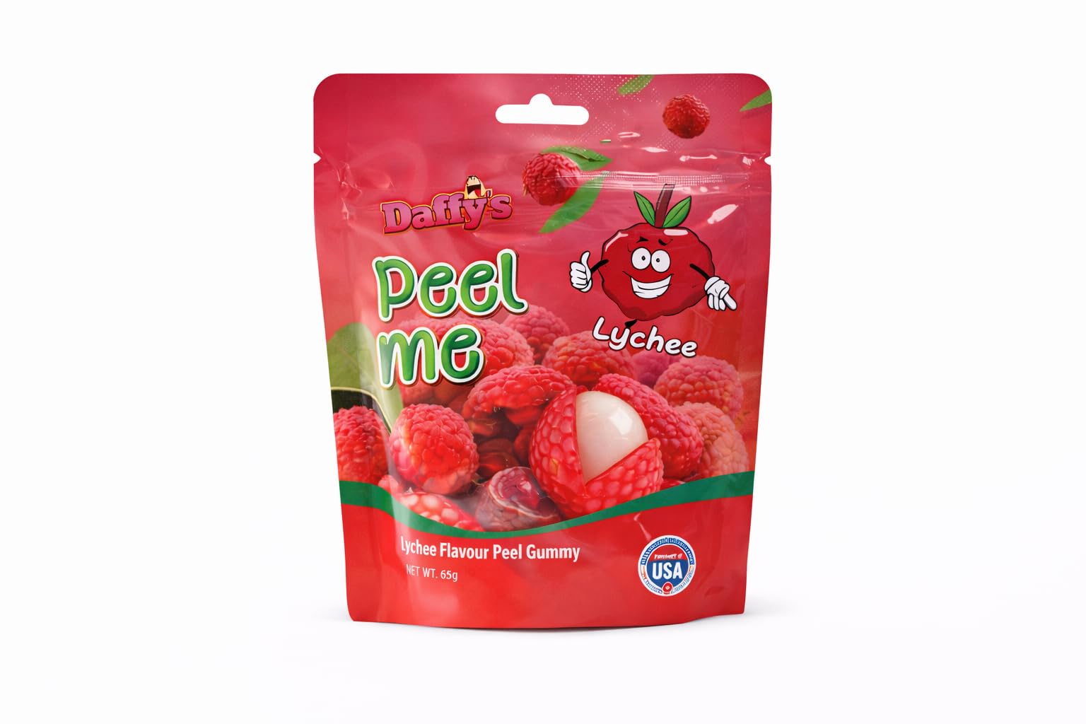 SHINE Daffy's Peel Me Mango Flavour Gummy Candy - Real Fruit Juice, Peelable Design | 65g Pouch 1