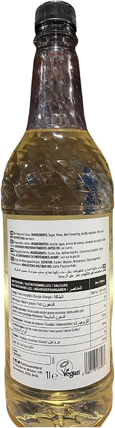 Sweetbird Minzsirup (1 Liter) – Veganerfreundlich, natürliche Aromen, keine künstlichen Farbstoffe
