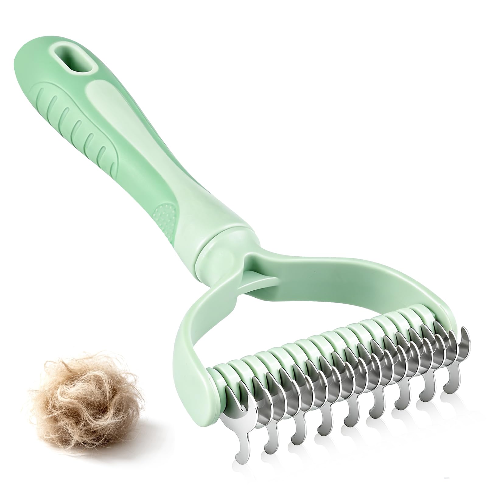 JADUFHU 2-in-1 Dematting Comb - Dual-Sided Undercoat Rake for Dogs & Cats | Stainless Steel 1