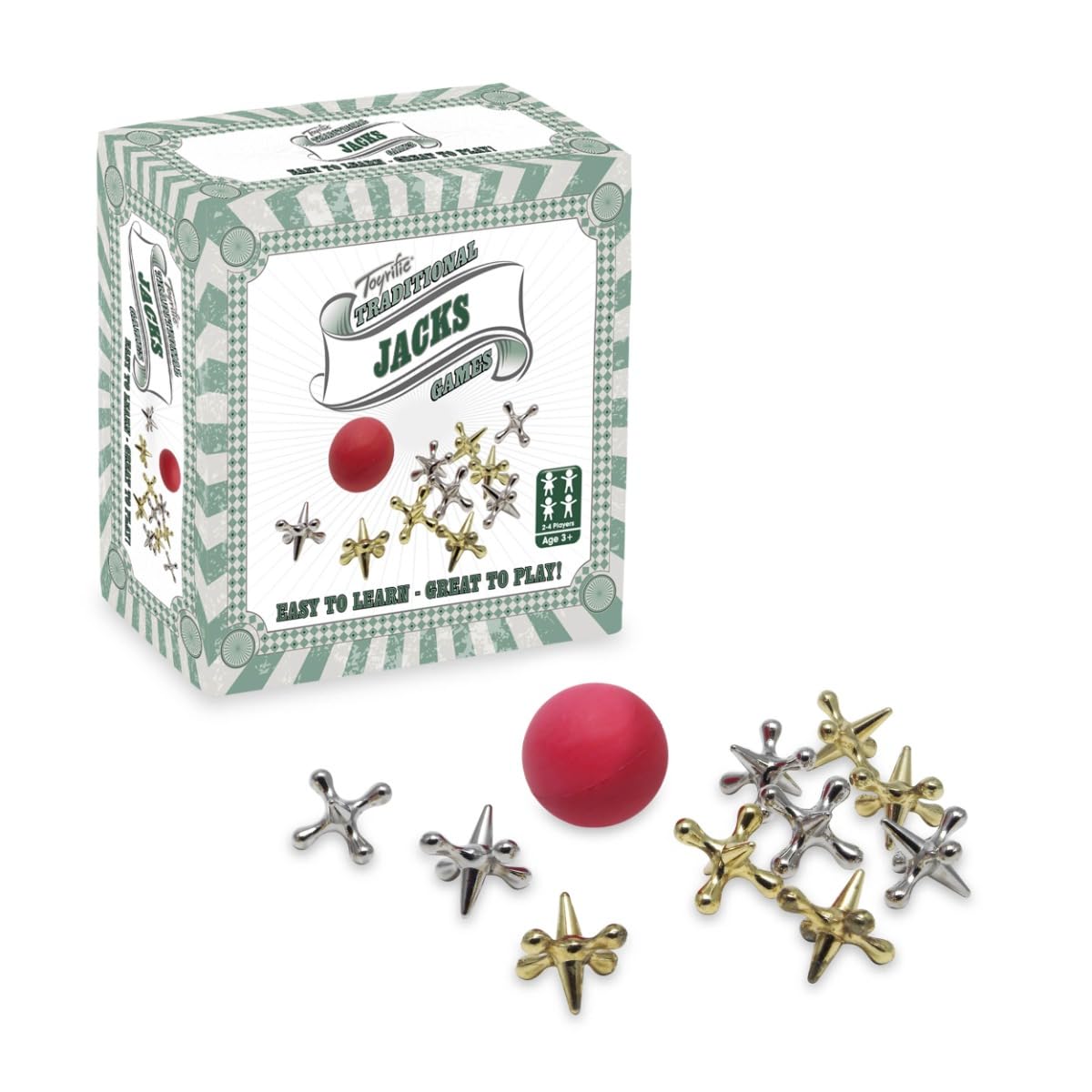 Toyrific Classic Jacks Game Set with Ball and Bag | Ages 3+ | Metal Construction 1