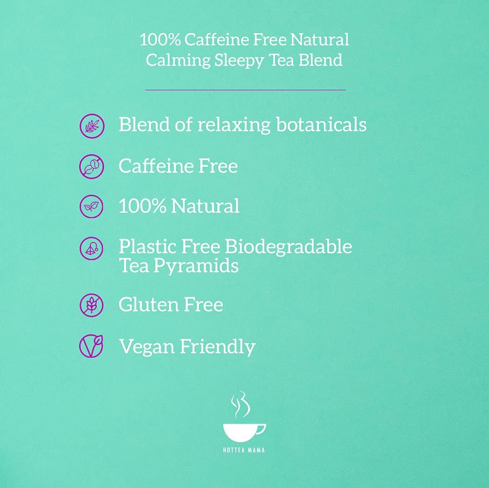 HOTTEA MAMA Night Owl Tea - Natural Sleep Supporting Herbal Tea for Women, Caffeine-Free, 15 Whole Leaf Tea Bags