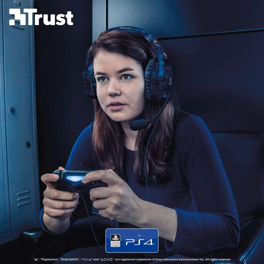 Trust Gaming GXT 488 Forze-B Officially Licensed PS4 PS5 Gaming Headset with 50mm Drivers, Foldable Mic, Blue