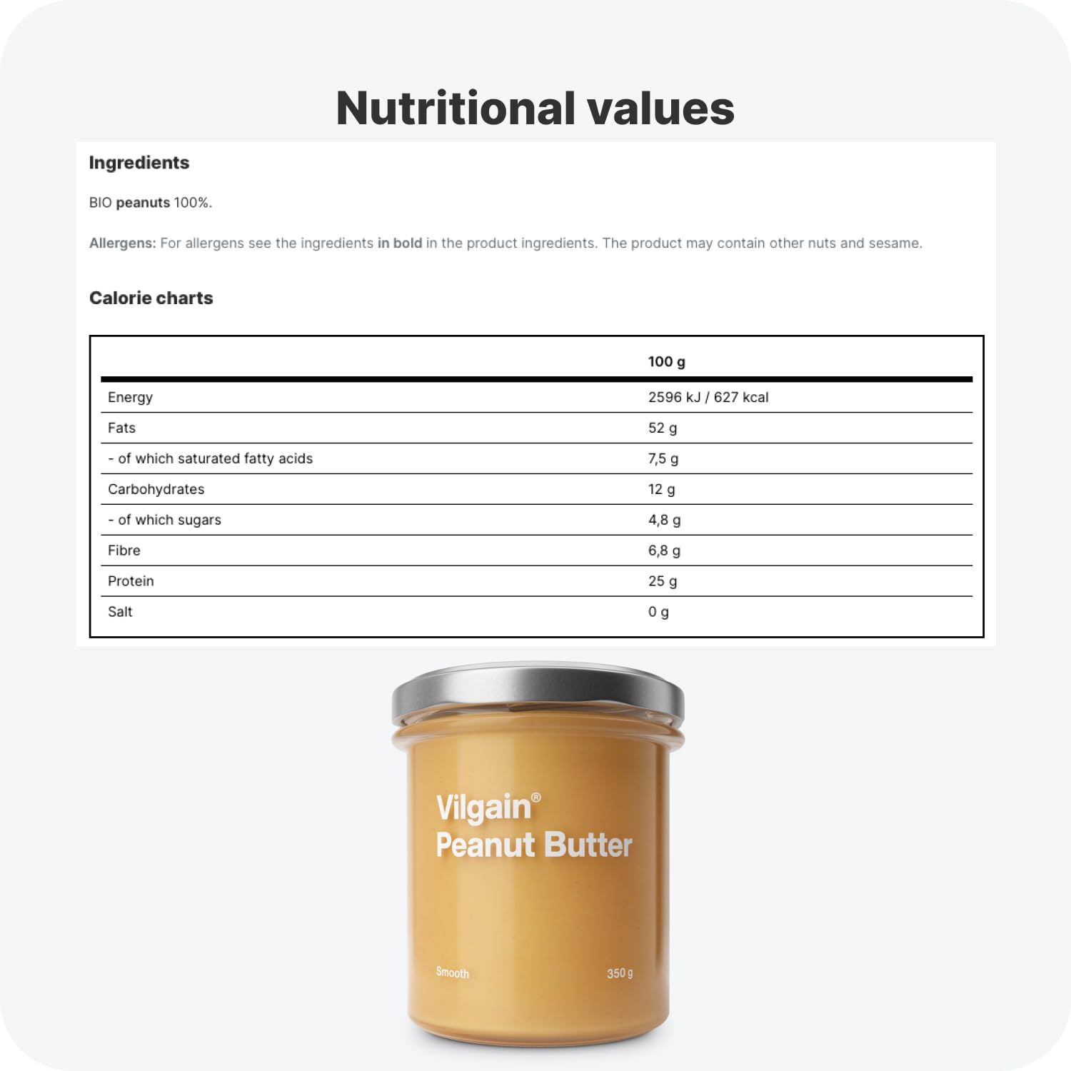 Vilgain Organic Crunchy Peanut Butter - 100% Peanuts, No Added Sugar or Palm Oil | 1000g 6
