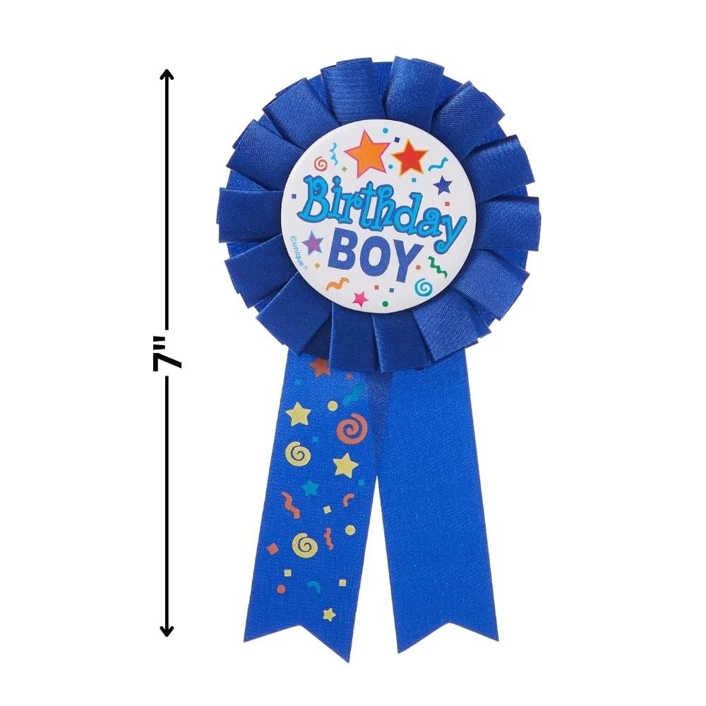 Unique Birthday Boy Multicolor Award Badge - 1 Count | 17cm x 8cm | Plastic