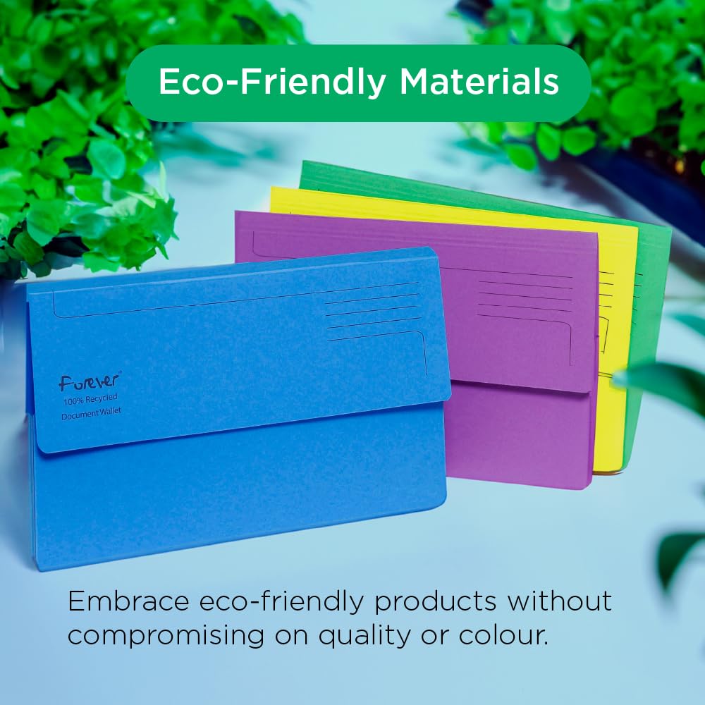 Exacompta Forever Document Wallets, 290gsm, Foolscap - Blue, Pack of 25 4