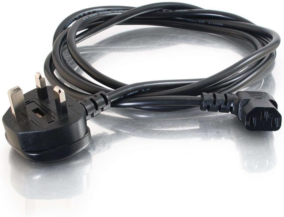 C2G 2 Meter 18 AWG 90-Grad-Stromkabel (IEC320C13R bis BS1363) rechtwinkliges Kesselkabel 4
