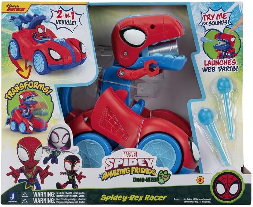 Spidey-Rex Racer - 8-Inch Transforming Vehicle with Sound Effects & Web Darts 1