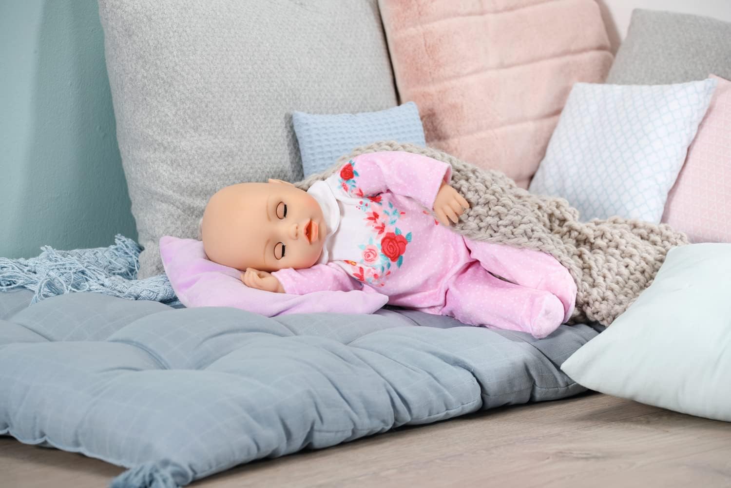 Baby Annabell 706817 Fit 43cm Doll Romper Set - Supersoft Pink with Rose Graphic 4
