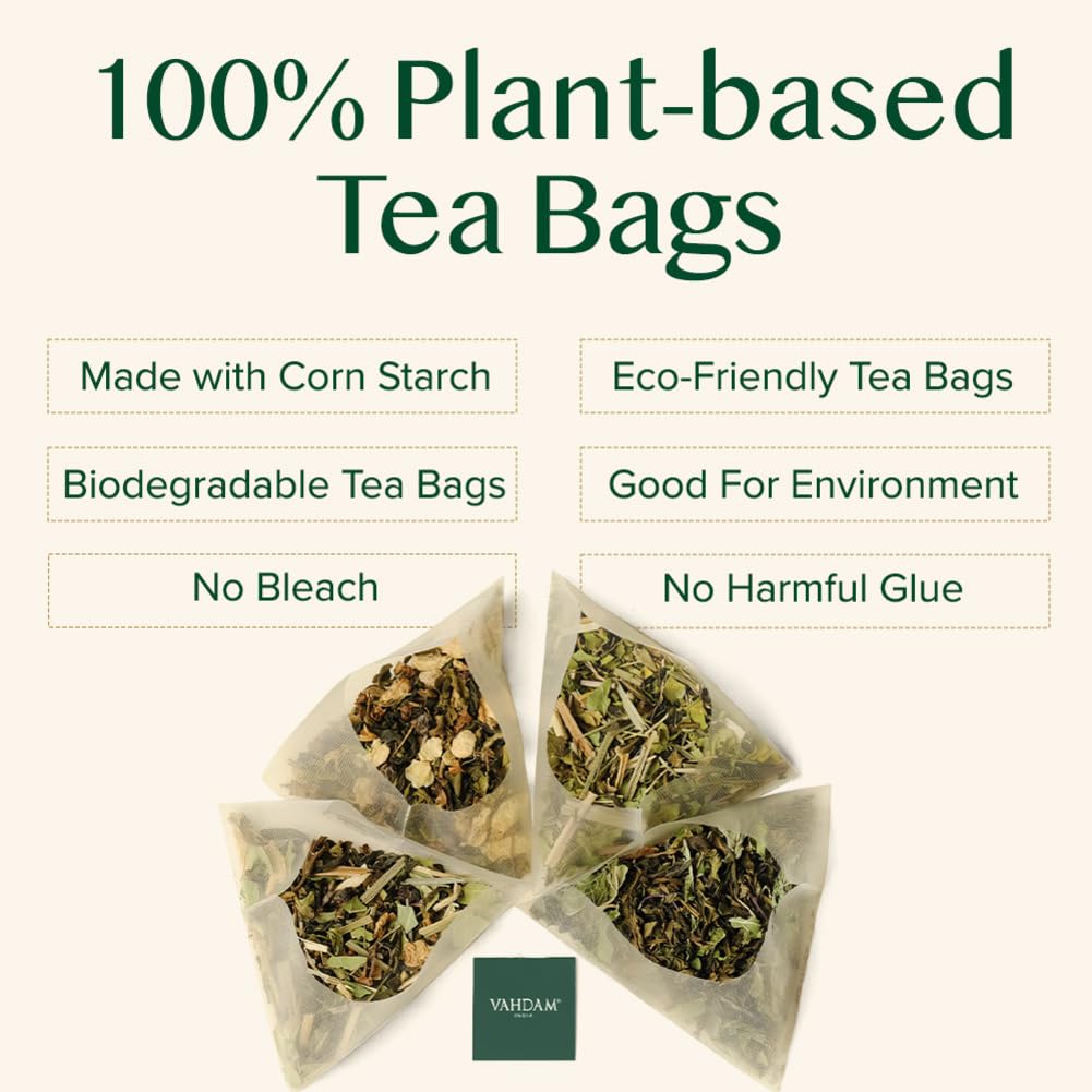 VAHDAM - Turmeric + Ginger Herbal Tea Blend (15 Pyramid Tea Bags)