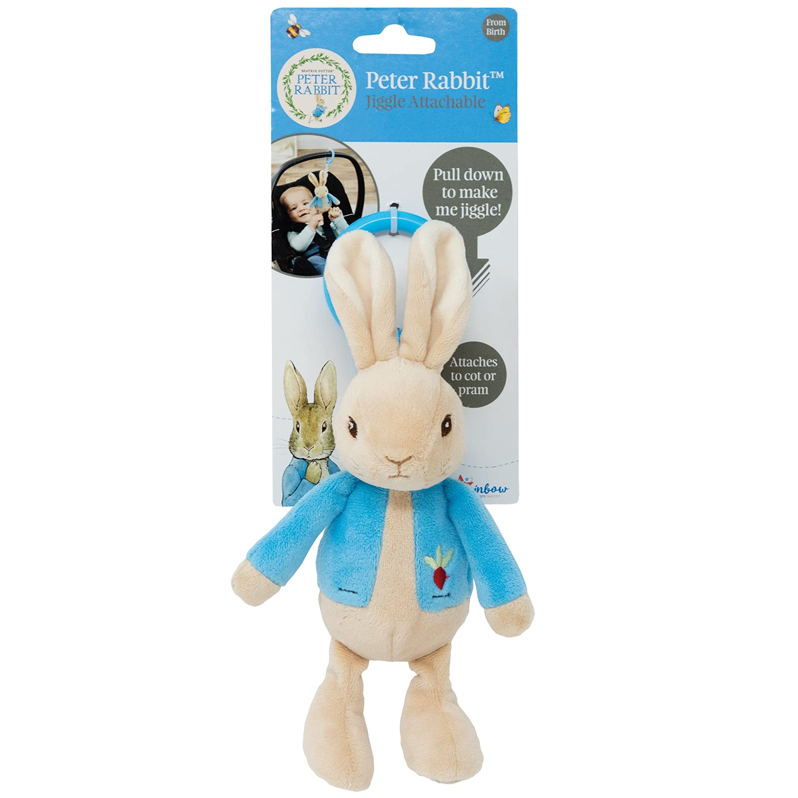 Rainbow Designs Peter Rabbit Jiggle Attachable Soft Toy - 21 cm, Multicolor, Unisex 2