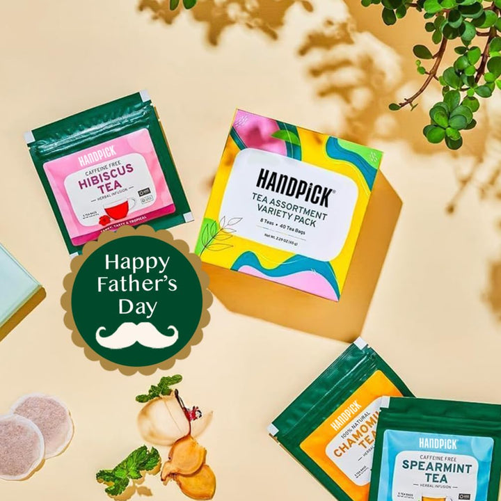 HANDPICK Tea Bags Sampler Assortment Variety Pack - 8 Flavors, 40 Tea Bags - Gift Box