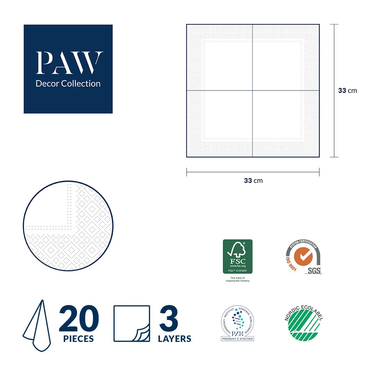 PAW Decor Collection 3-Ply Napkins - Strawberries with Bees Design | 33 x 33 cm | 20 Count 6