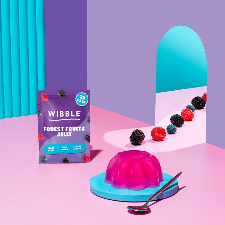 Wibble Forest Fruits Jelly Crystals - Plant-Based, Low Sugar, Quick-Set Vegan Jelly Powder (12 Pack)