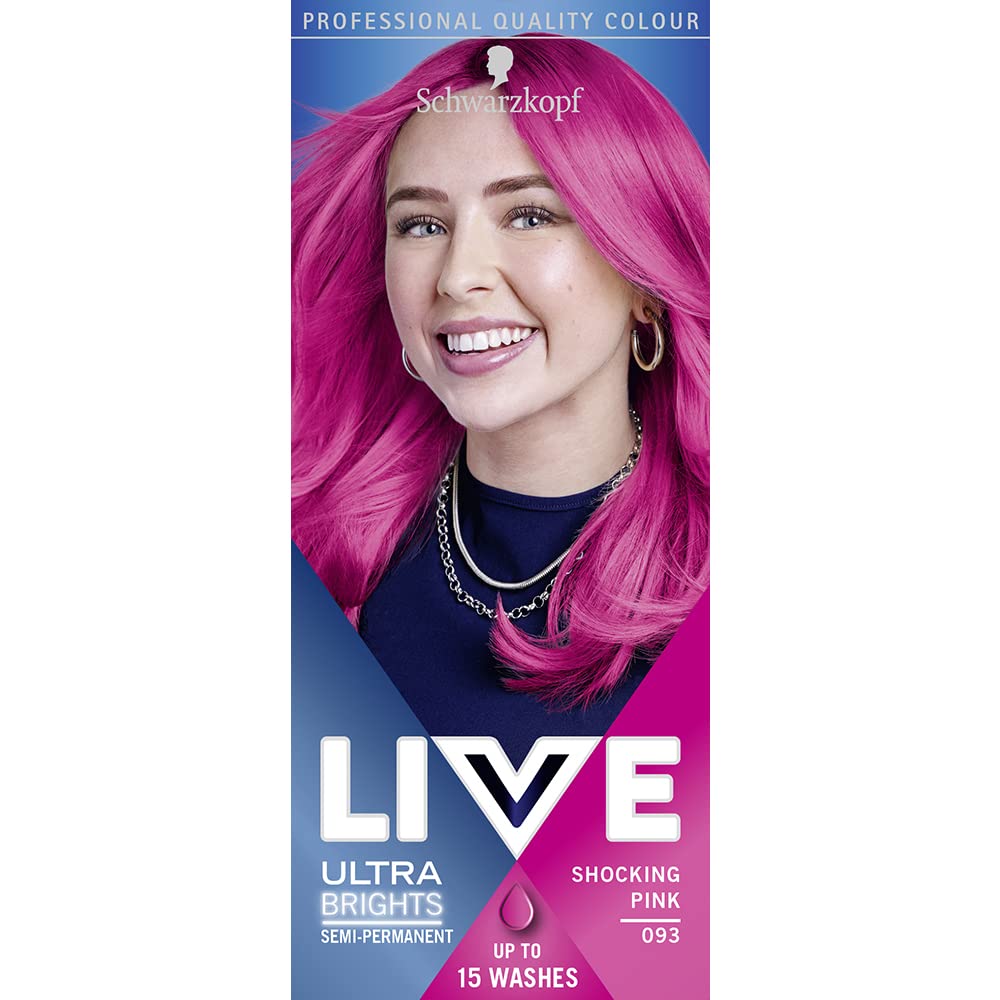 Schwarzkopf LIVE Ultra Brights or Pastels Shocking Pink Semi-Permanent Hair Dye (50ml) 1
