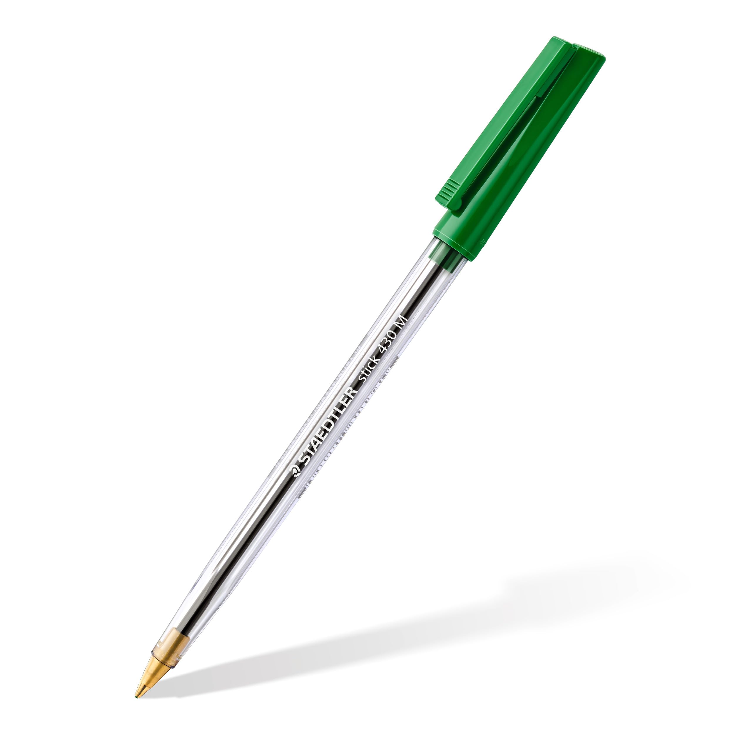 STAEDTLER Stick 430 Ballpoint Pen - Medium Point, Green Ink | Box of 10 | Airplane Safe 2