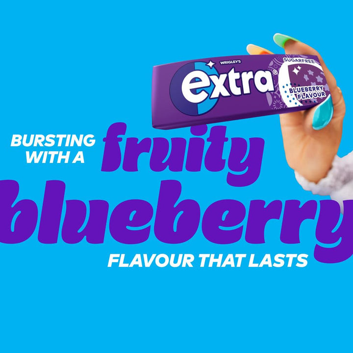 Extra Blueberry Flavour Sugar Free Chewing Gum - 30 Packs (10 Pieces Each)