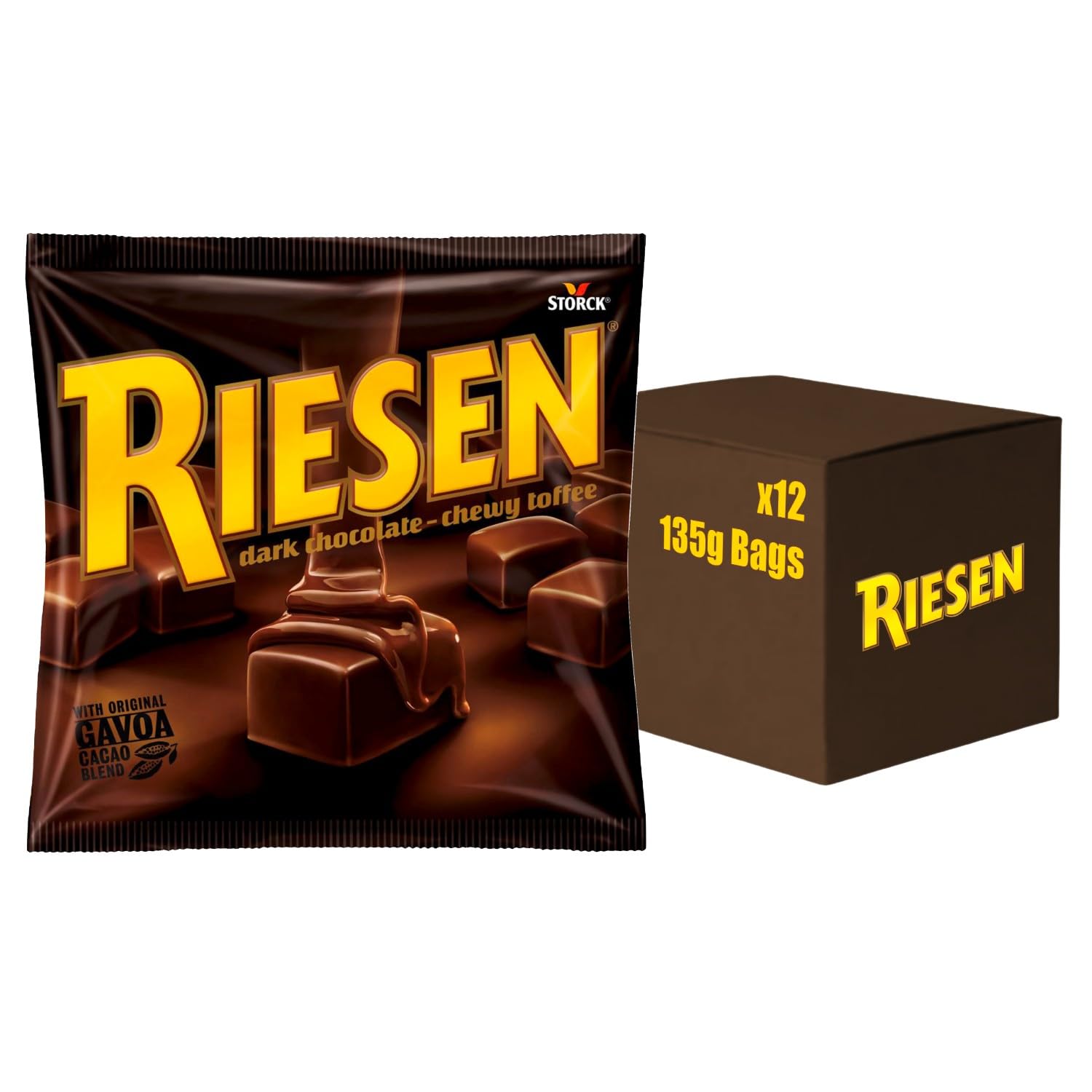 Riesen Dark Chocolate Covered Chewy Toffees, Rich & Indulgent Chewy Caramel 1