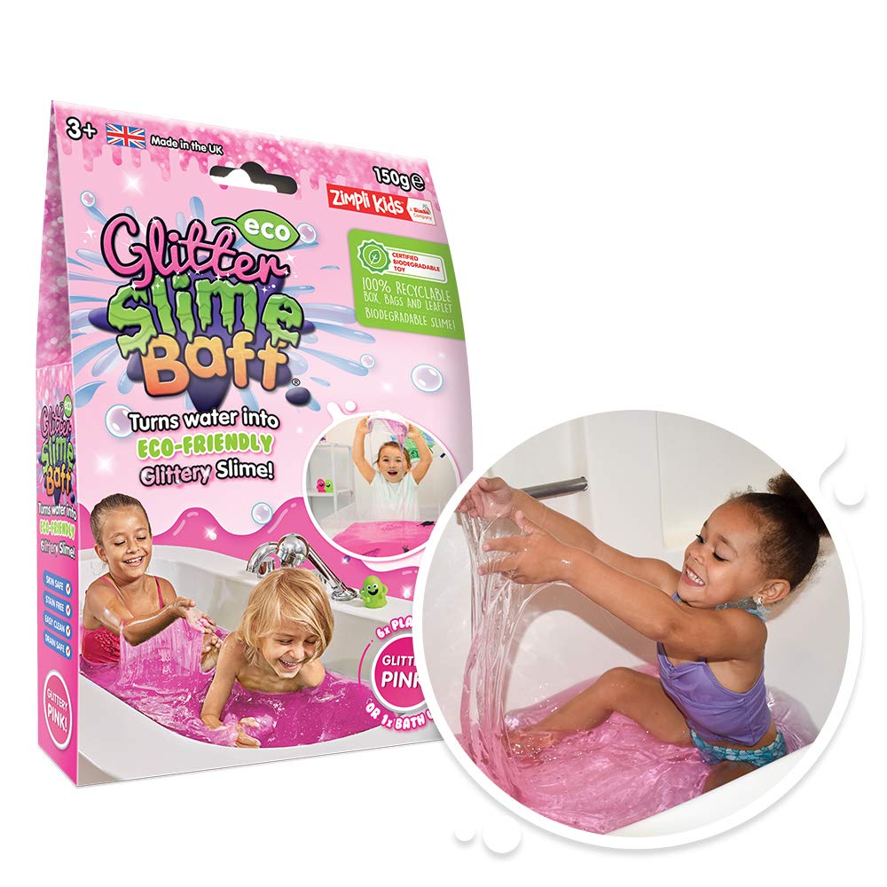 Zimpli Kids Eco Glitter Slime Baff Pink - 1 Bath or 4 Play Uses, Magically Turns Water into Slime 1