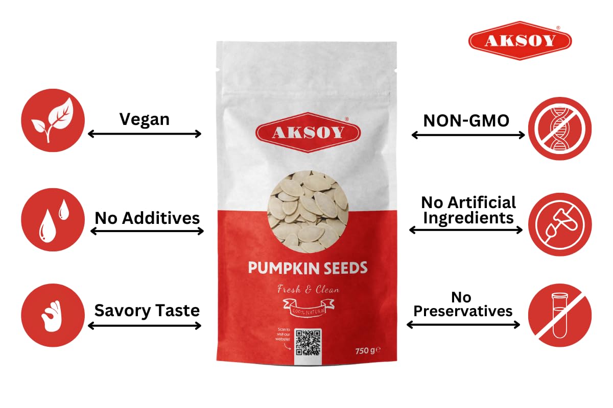 AKSOY Premium Roasted Lightly Sea Salted Whole Pumpkin Seeds - 750g | Rich in Minerals 7