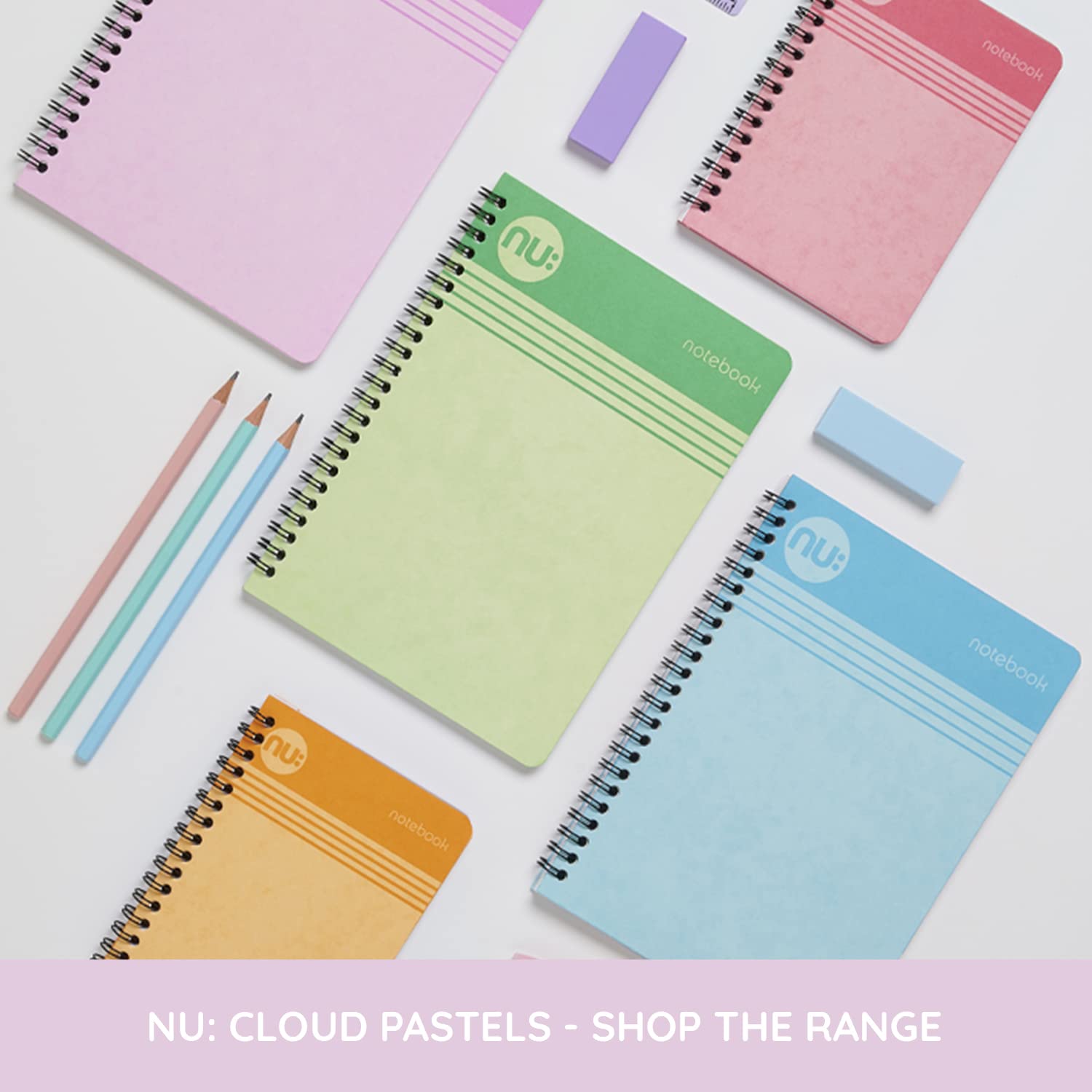 nu: Cloud Pastels Wirebound Notebook - A4 Ruled | 80gsm FSC Paper | Pink Soft Cover 5