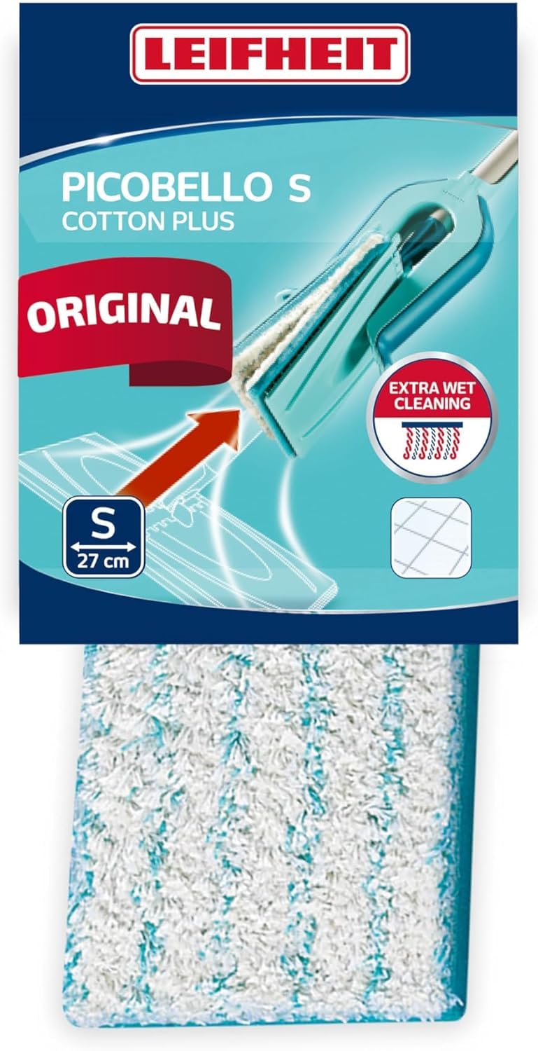 Leifheit Picobello S Mop Replacement Pad - Highly Absorbent Cotton for Stone & Tile Floors | 27 cm Width | Model 56611 1