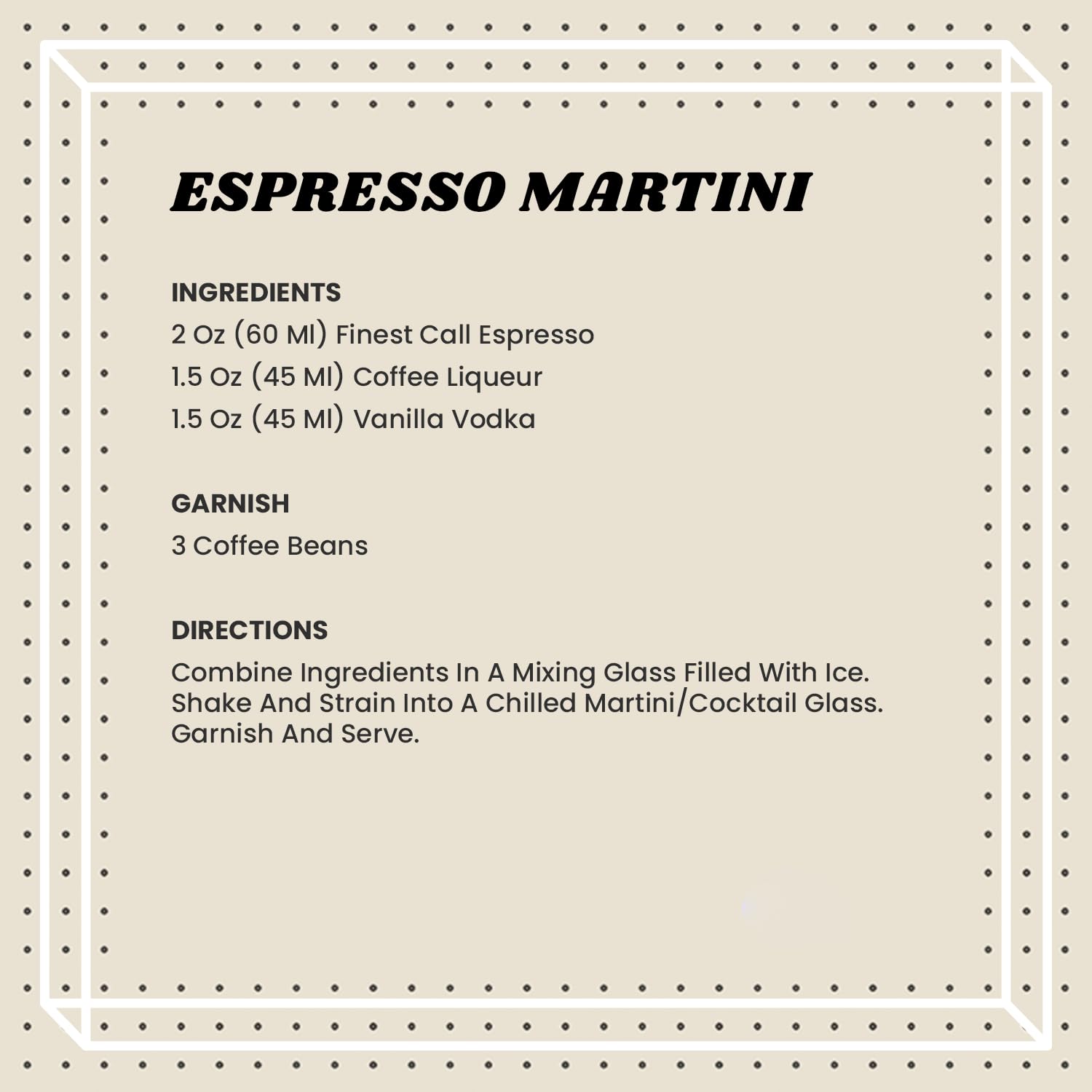Finest Call Espresso Martini Premium Pre-Made Cocktail Mix - 80% Espresso, 1 Litre 6