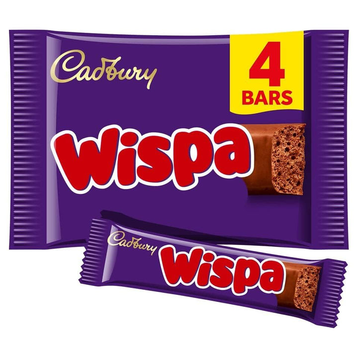 Cadbury Wispa Smooth & Creamy Aerated Milk Chocolate Bar - 4 x 27.9g Multipack