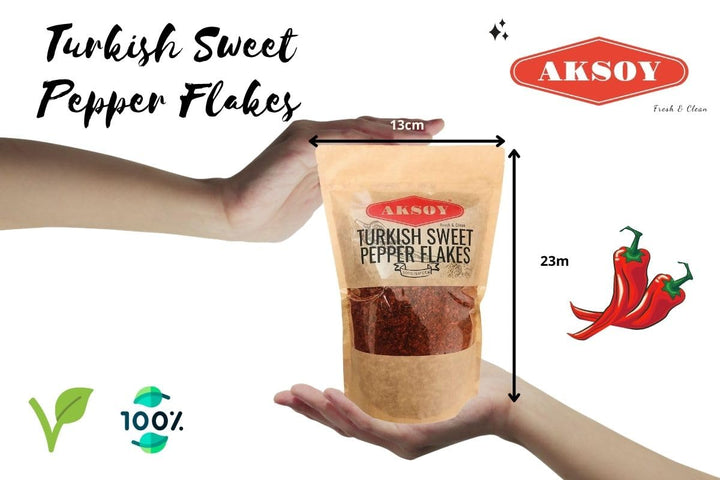 Aksoy Premium Turkish Sweet Red Pepper Flakes 200g - Mild & Sweet Flavor, Resealable Pack