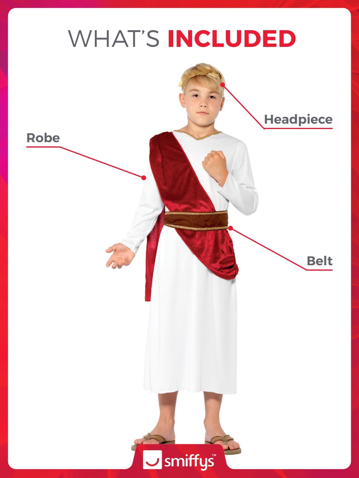 Smiffys Child Roman Boy Fancy Dress Costume with Robe, Belt, and Headpiece 4