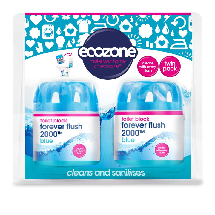 Ecozone Forever Flush 2000 Toilet Block Twin Pack - Eco-Friendly In-Cistern Cleaner