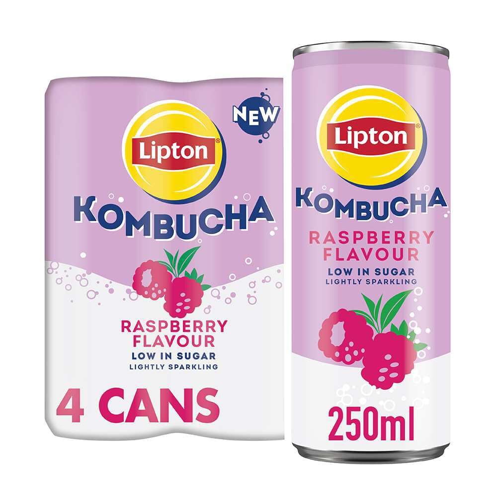 Lipton Raspberry Kombucha - 250ml (Pack of 4) | Live Cultures | Low Sugar 1
