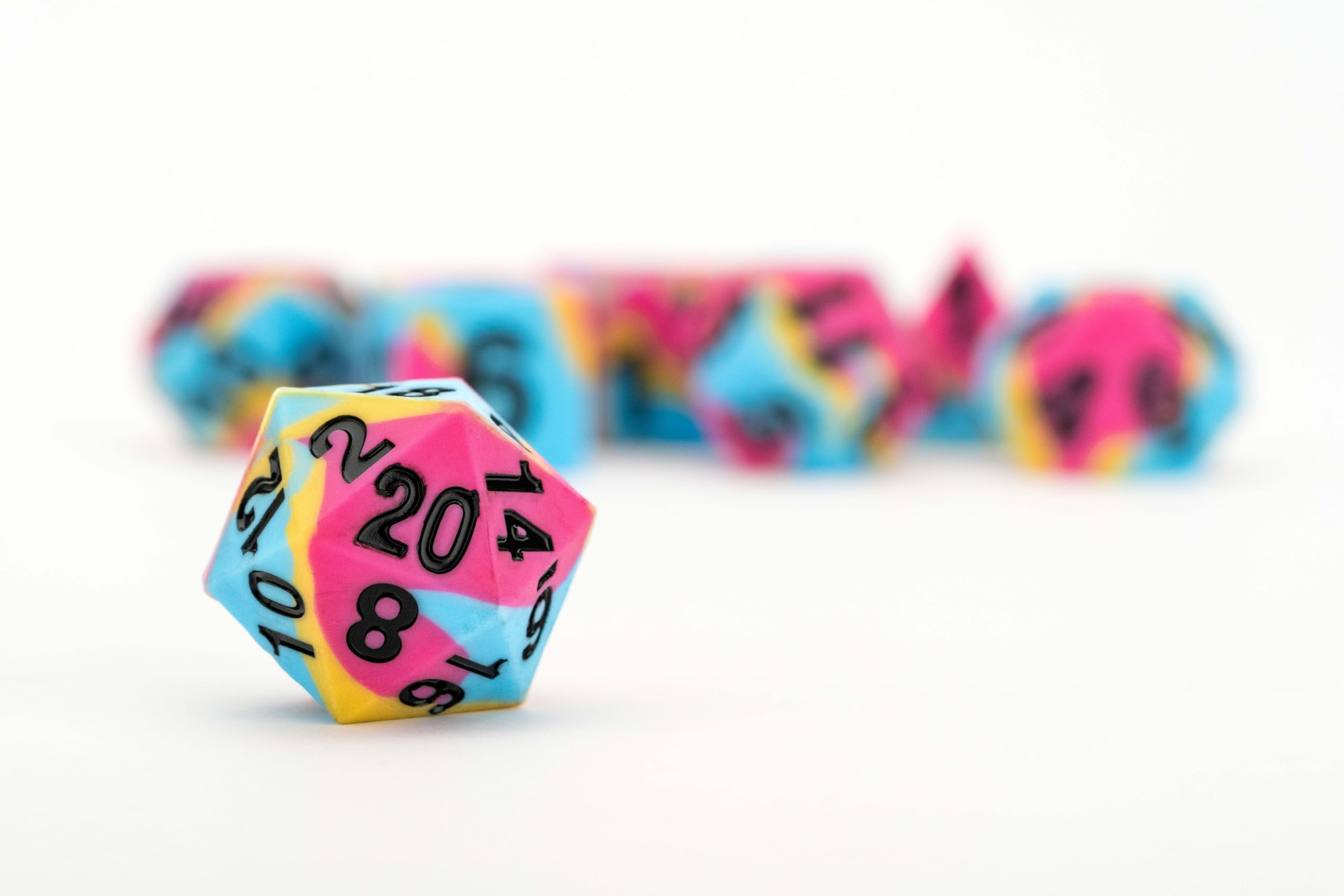 FanRoll Pansexual Sharp Edge Silicone Polyhedral Dice Set (16mm, 7-Piece) 5