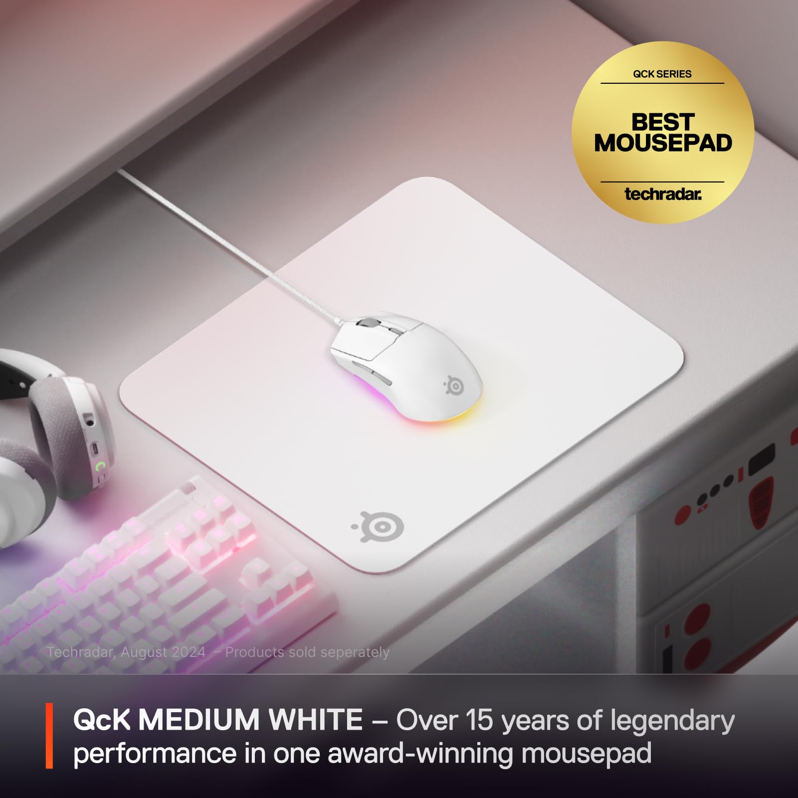 SteelSeries QcK Medium Gaming Mousepad - White - Non-Slip Rubber Base 11
